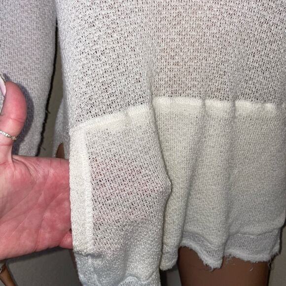 Billabong white loose knit pull over hooded kangaroo pouch SZ XS gauze like - Picture 4 of 13
